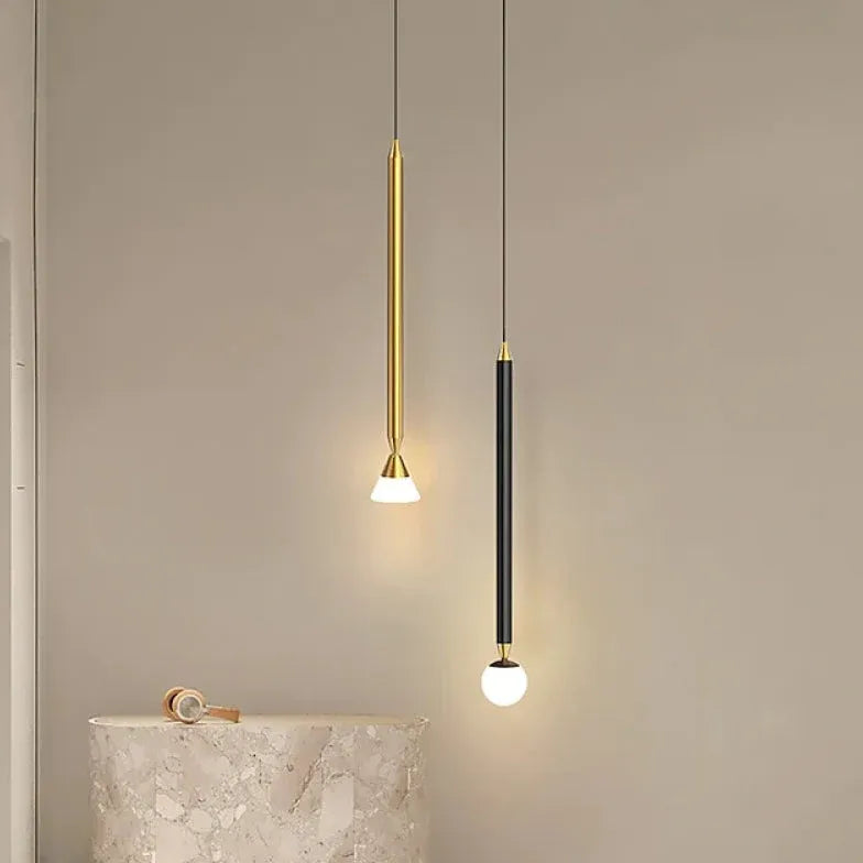 Gold Linear Minimalist Single Head Bedroom Pendant Light