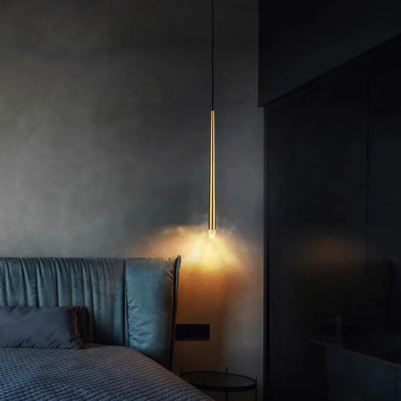 Linear Minimalist Gold Bedroom Pendant Light