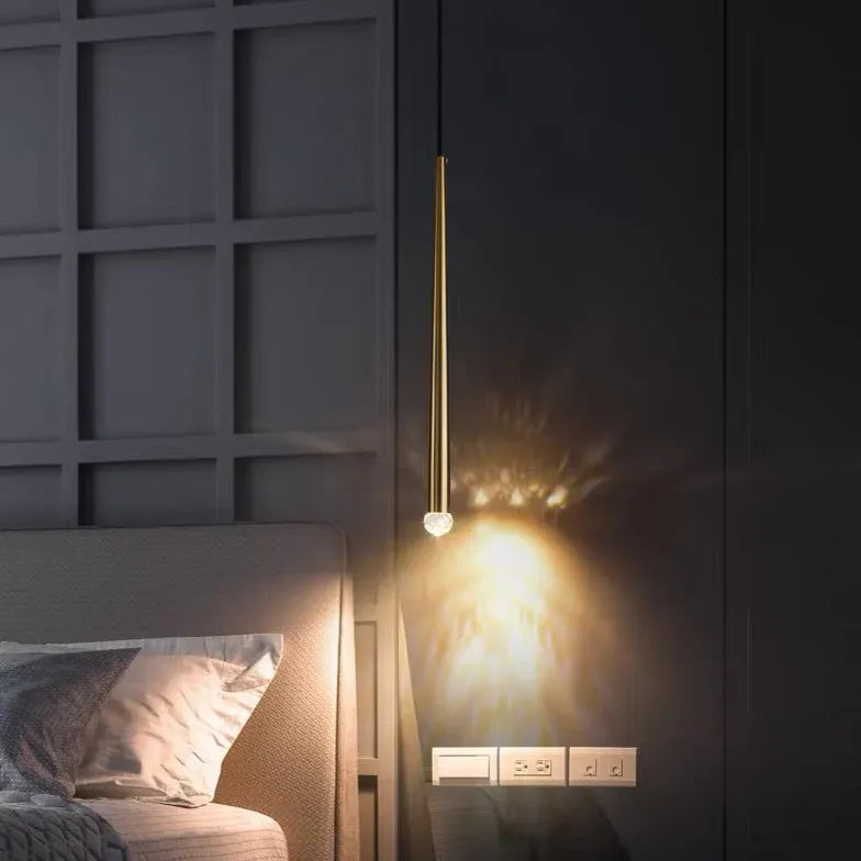 Linear Minimalist Gold Bedroom Pendant Light