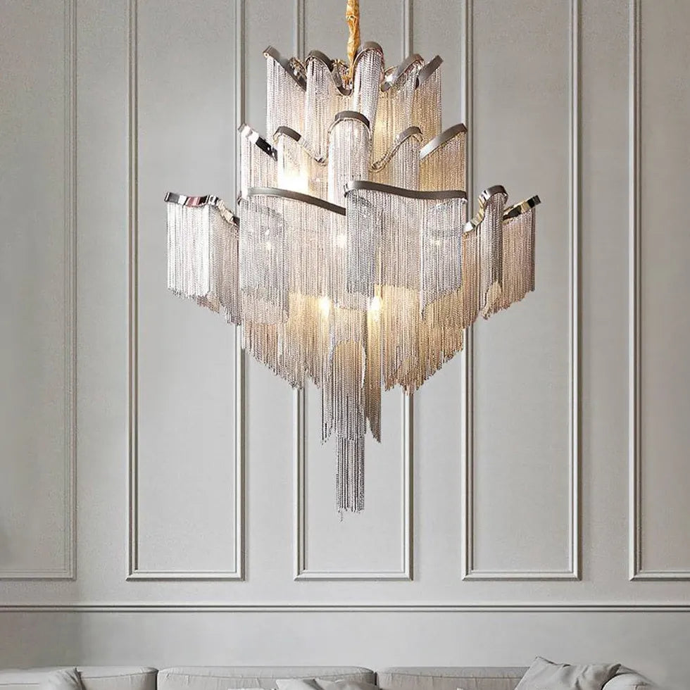 Silver Tassel Style Modern Luxury Pendant Light