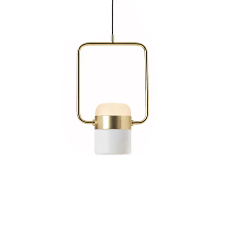 Geometric Frame Gold LED Bedroom Pendant Light