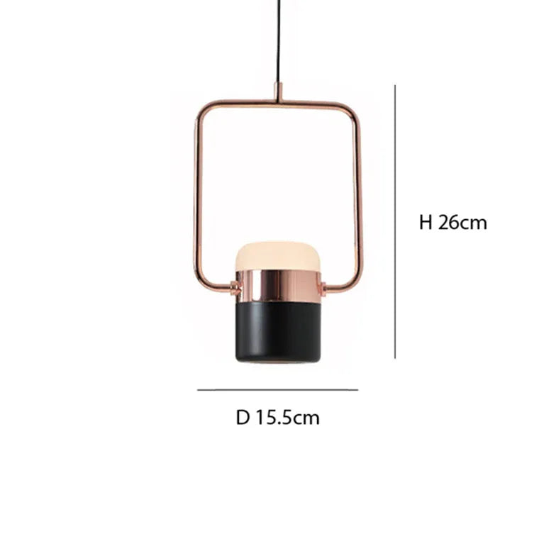 Geometric Frame Gold LED Bedroom Pendant Light