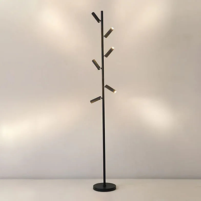 Multi-Head Black Slim Floor Lamp