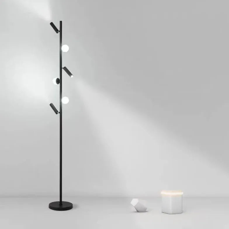 Multi-Head Black Slim Floor Lamp