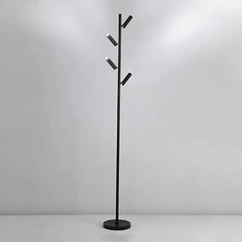 Multi-Head Black Slim Floor Lamp