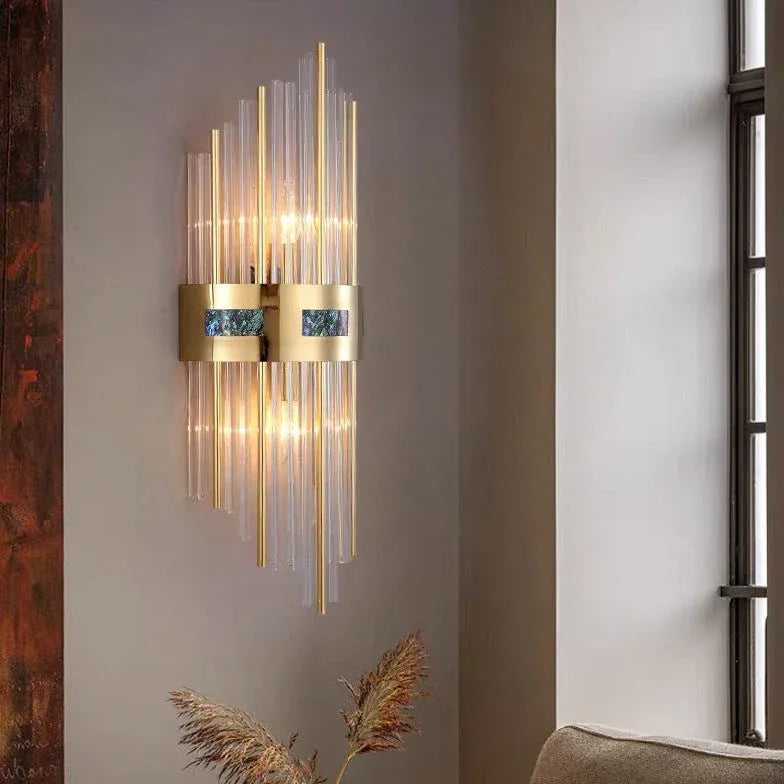 Luxury Crystal Pipe Gold Wall Lights