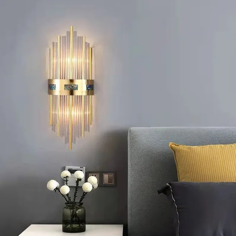 Luxury Crystal Pipe Gold Wall Lights