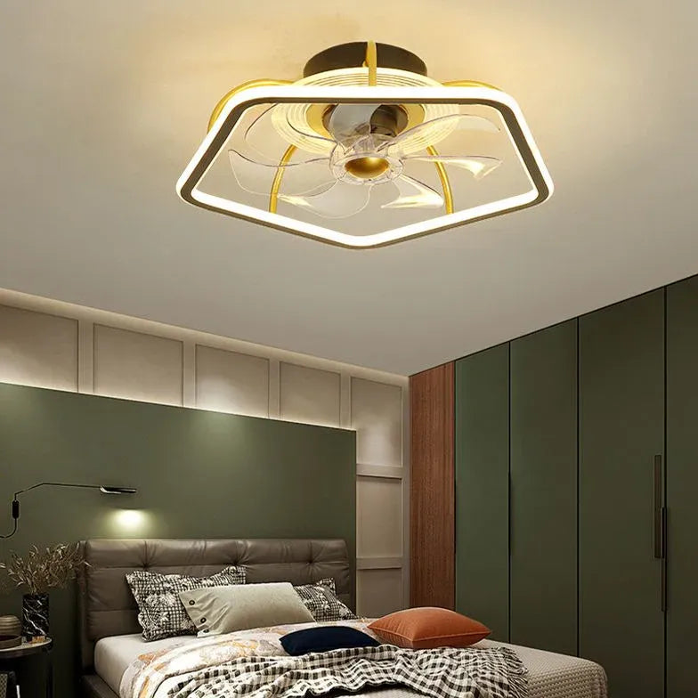 Pentagon Gold LED Bedroom Fan Light