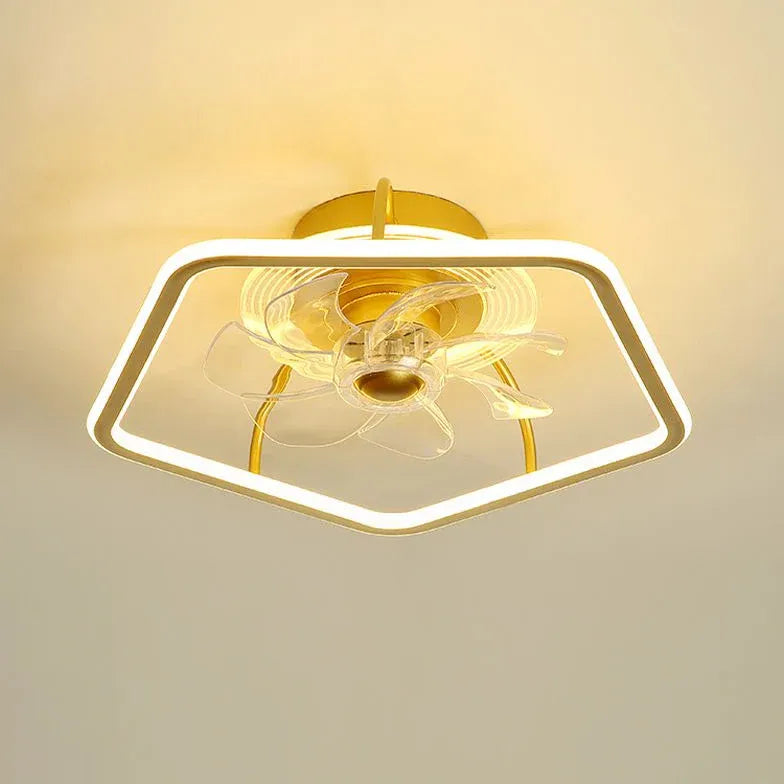 Pentagon Gold LED Bedroom Fan Light