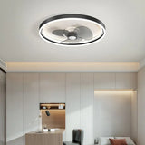 Round Modern Black Bedroom Fan Light