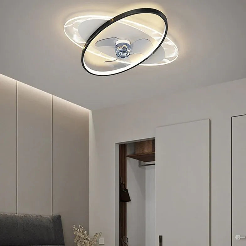 Flat Oval Modern Bedroom Fan Light