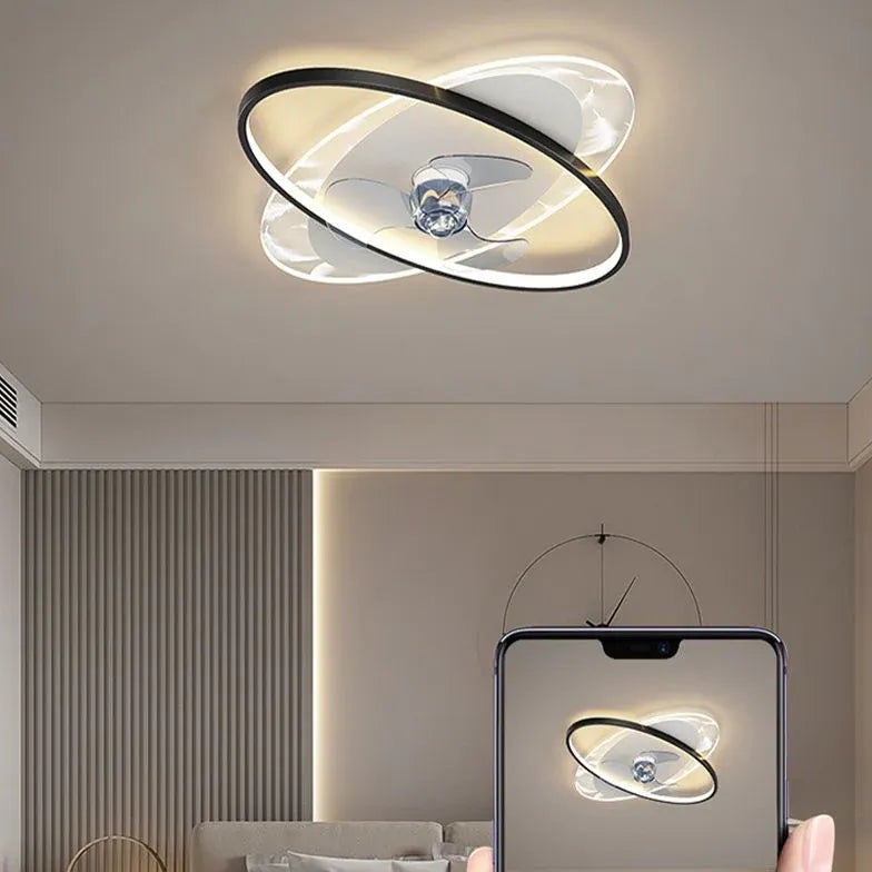 Flat Oval Modern Bedroom Fan Light