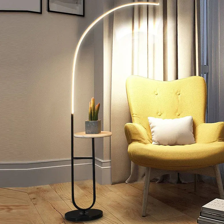 Curved Linear Lamp with Table Floor Lamp