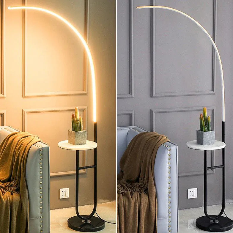 Curved Linear Lamp with Table Floor Lamp