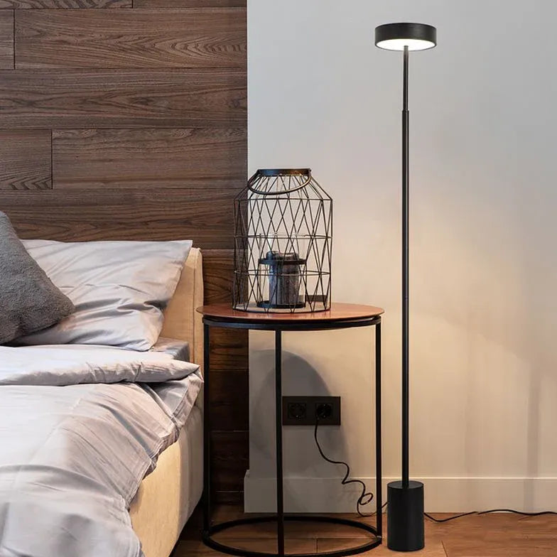 Slim Round Black Minimalist Floor Lamp