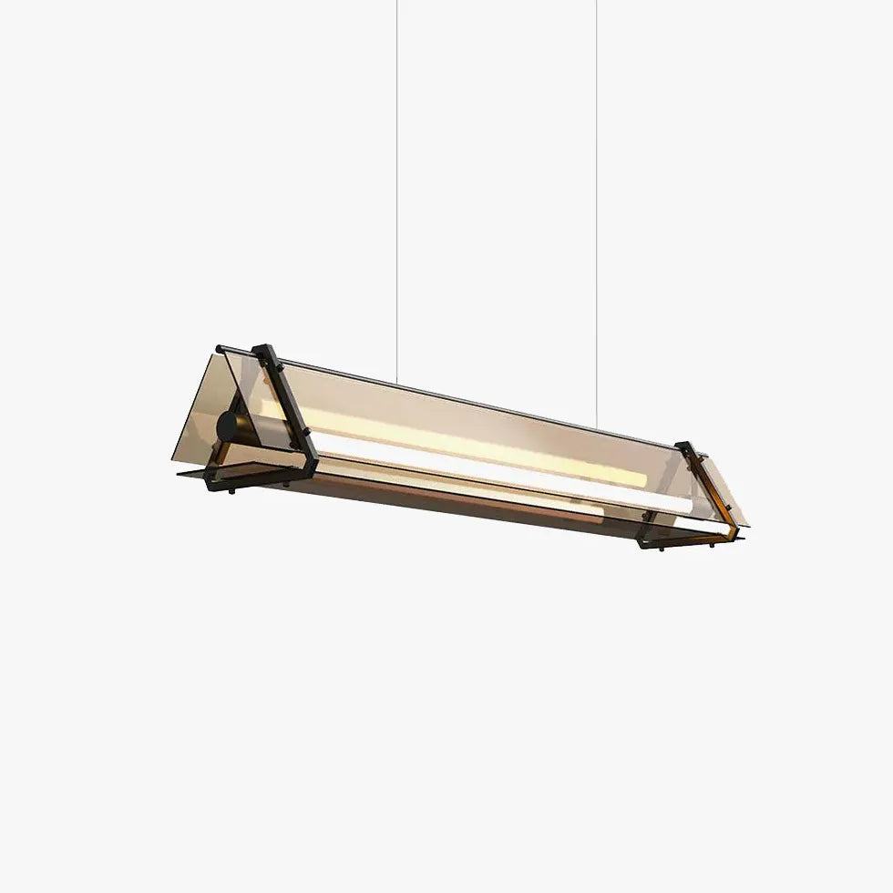 Rectangular Frame Gold Glass Industrial Pendant Light