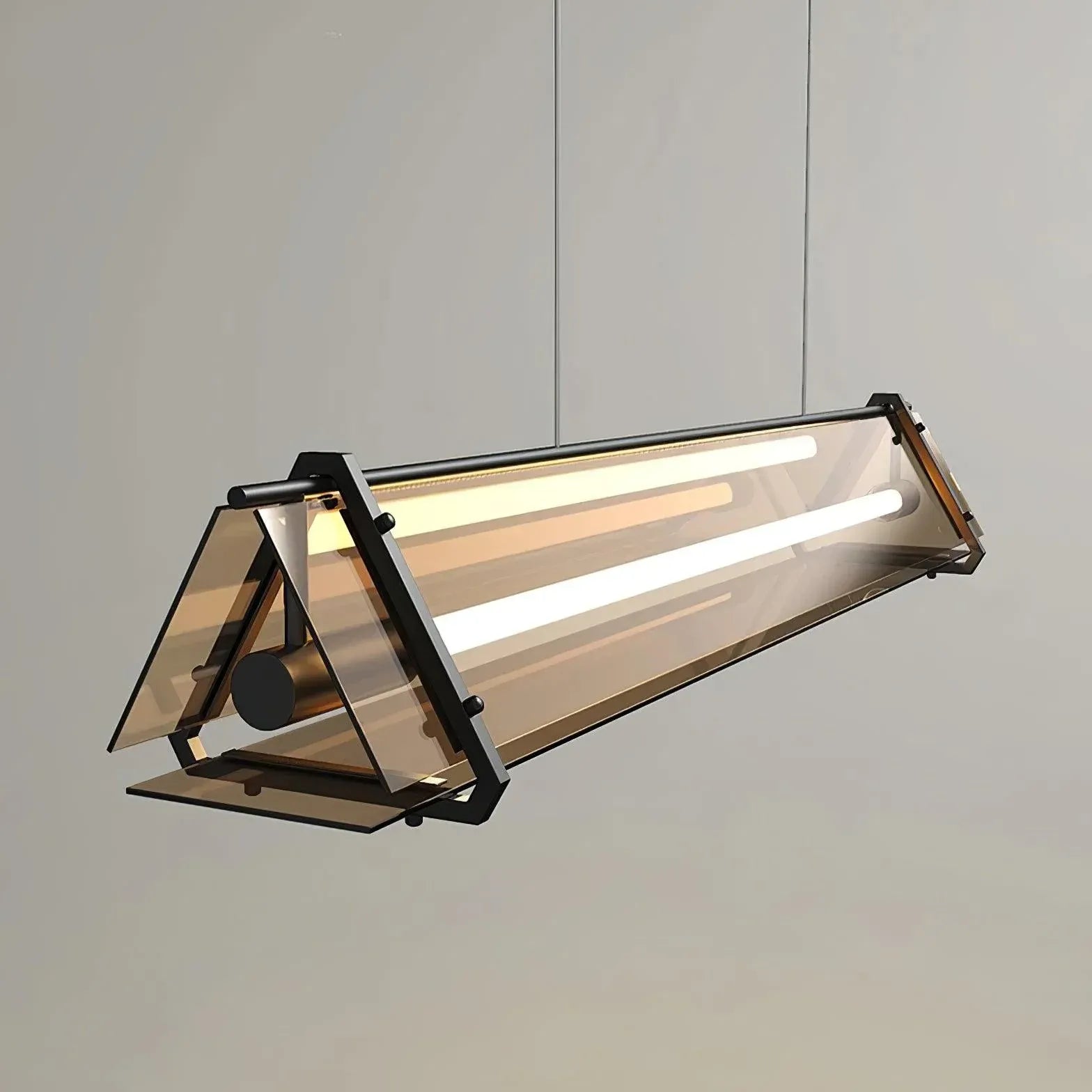 Rectangular Frame Gold Glass Industrial Pendant Light