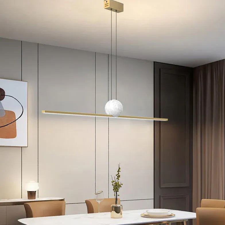 Linear Metal Minimalist LED Dining Room Pendant Light