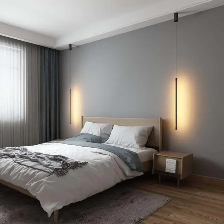 Linear Black LED Bedroom Pendant Light