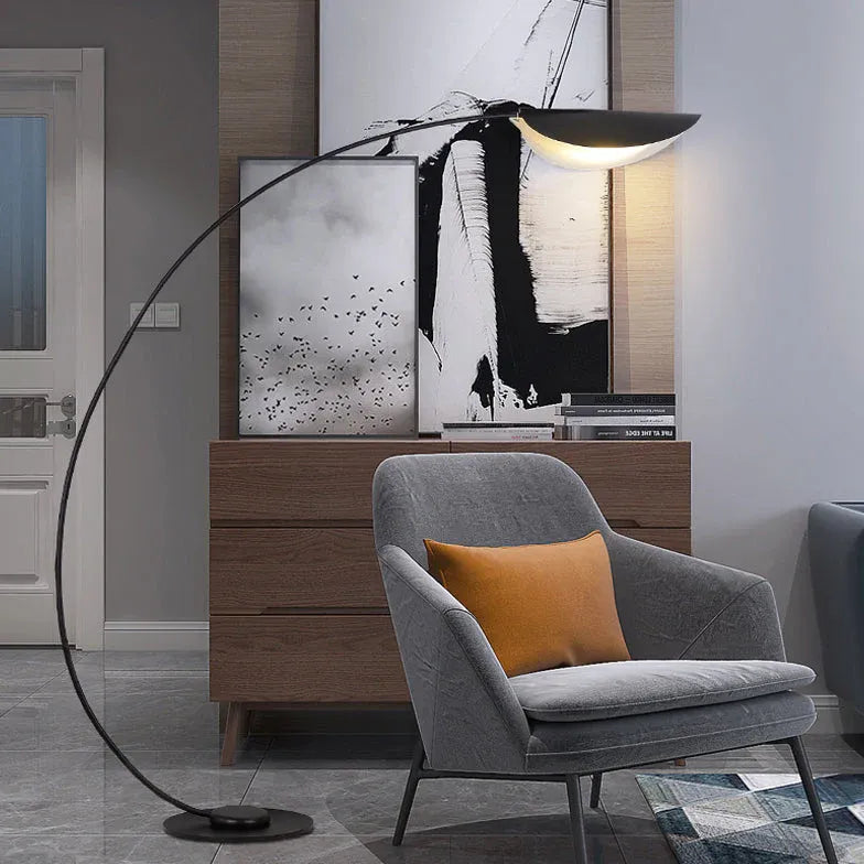 Black LED Curved Arc Floor Lamp