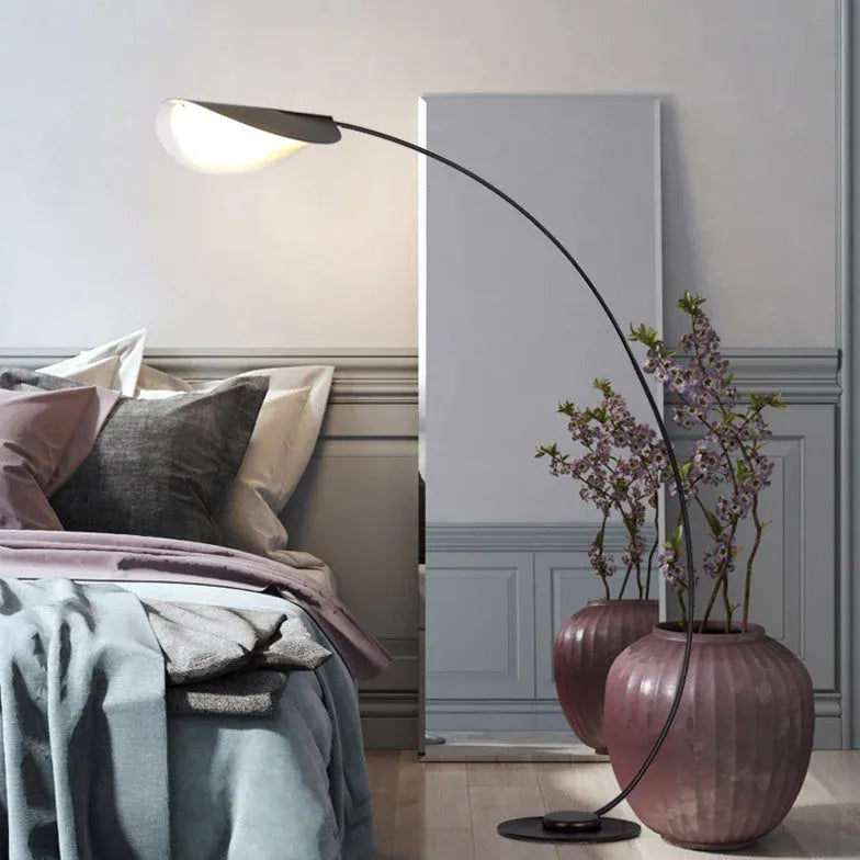 Black LED Curved Arc Floor Lamp