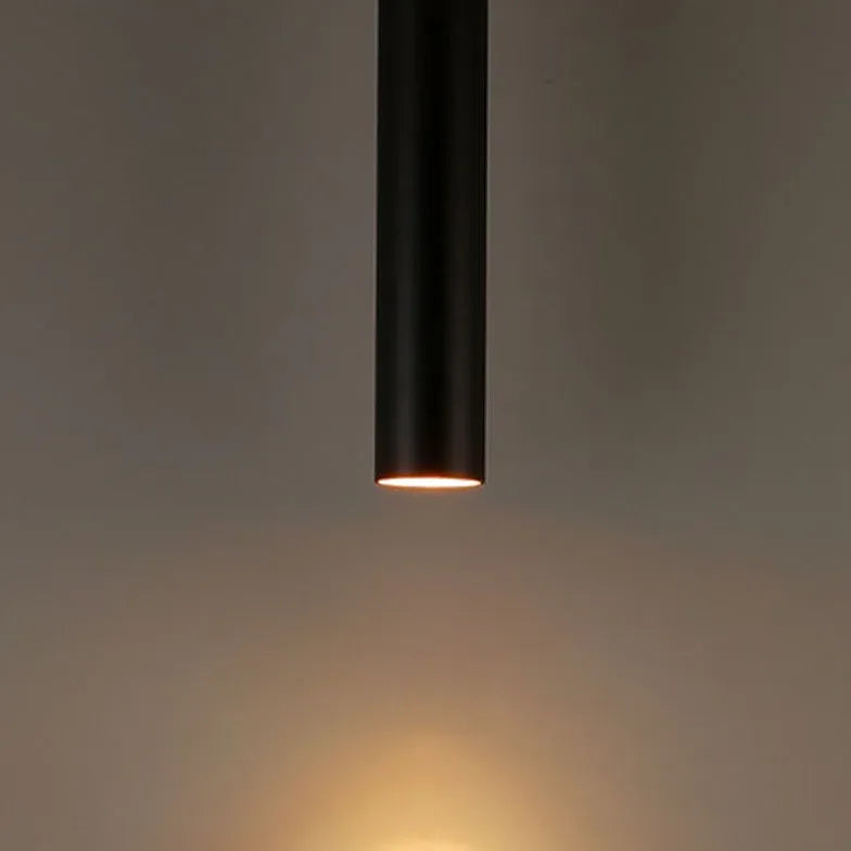 Slender Tubular Shape Modern Black Pendant Light