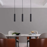 Slender Tubular Shape Modern Black Pendant Light