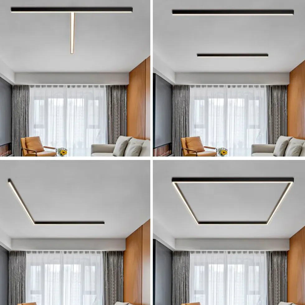 Long Linear Black Flush Ceiling Lights