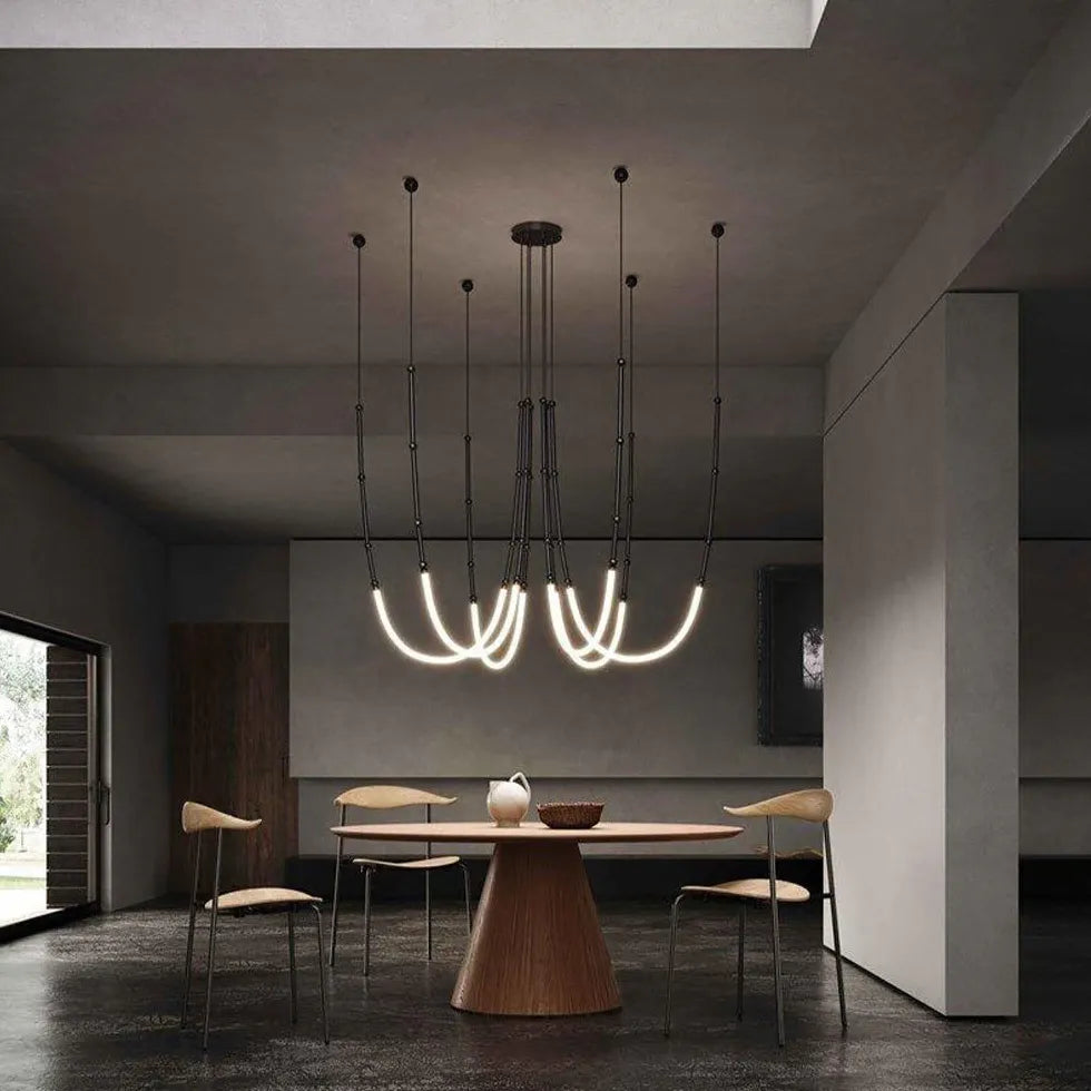 Streamlined Black Modern Dining Room Pendant Light