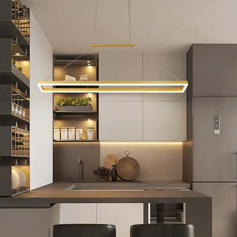 Rectangular Coffee Metal LED Pendant Light