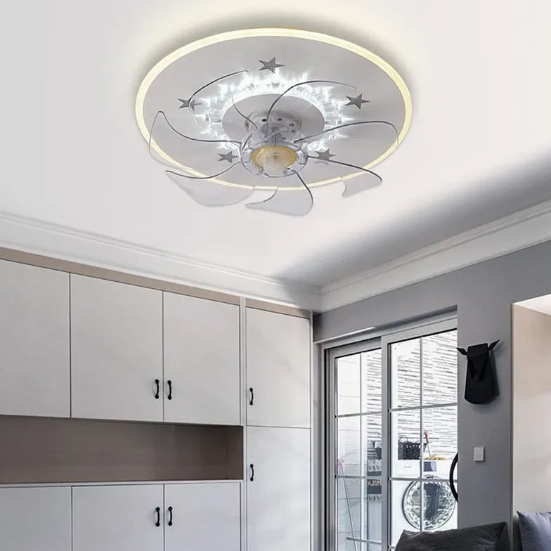 Minimalist White Ring Ceiling Fan with Light