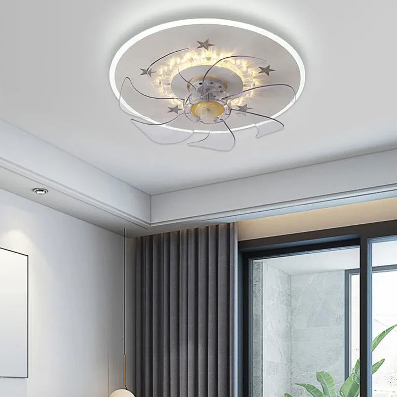 Minimalist White Ring Ceiling Fan with Light