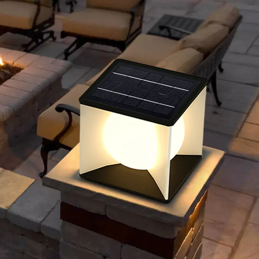 Cube Globe Solar Fence Pillar Lights