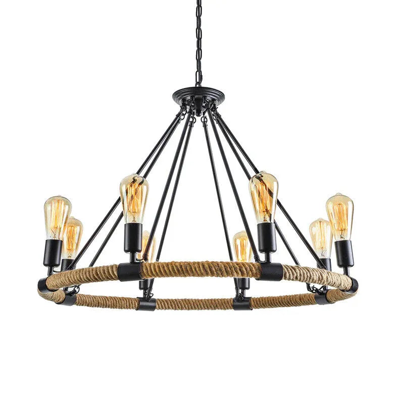 Black Ring Multi-Bulb Vintage Chandelier