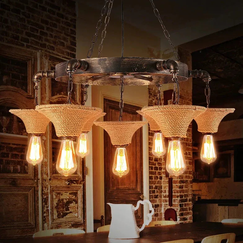 Inverted Cone Rope Industrial Chandelier