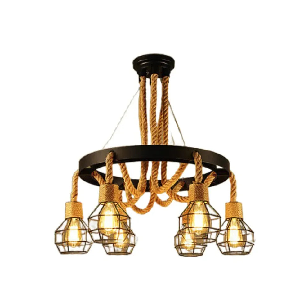 Iron Rope Black Industrial Chandelier