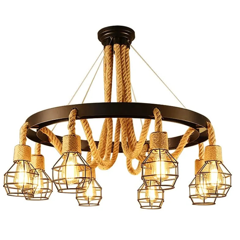 Iron Rope Black Industrial Chandelier