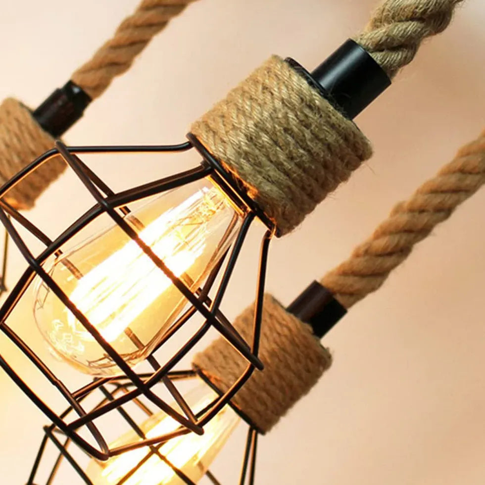 Iron Rope Black Industrial Chandelier