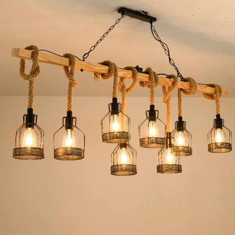 Multi-Bulb Rope Linear Restaurant Pendant Light