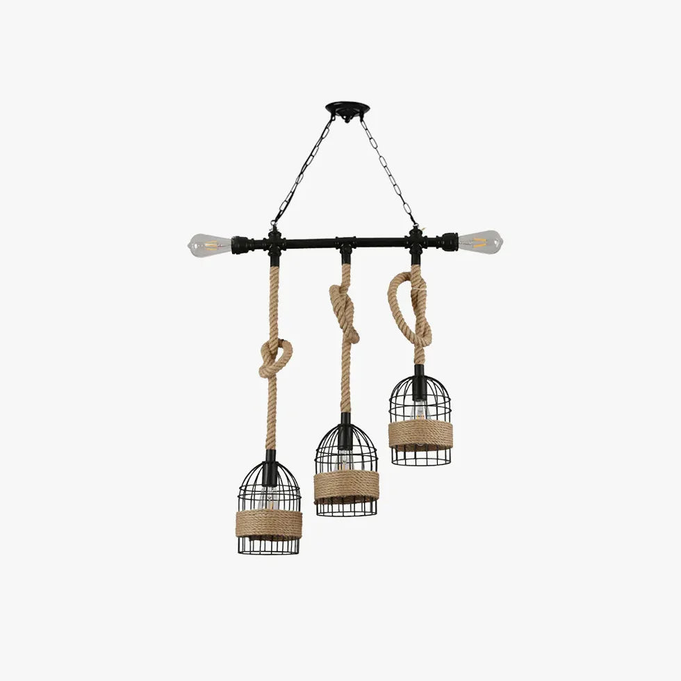 Three-Head Birdcage Linear Industrial Pendant Light