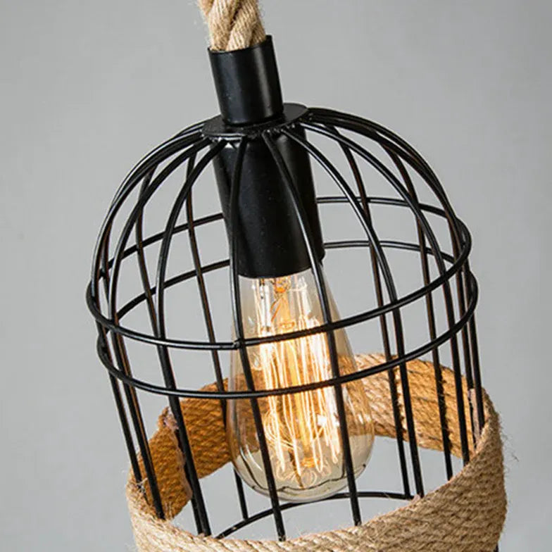 Three-Head Birdcage Linear Industrial Pendant Light