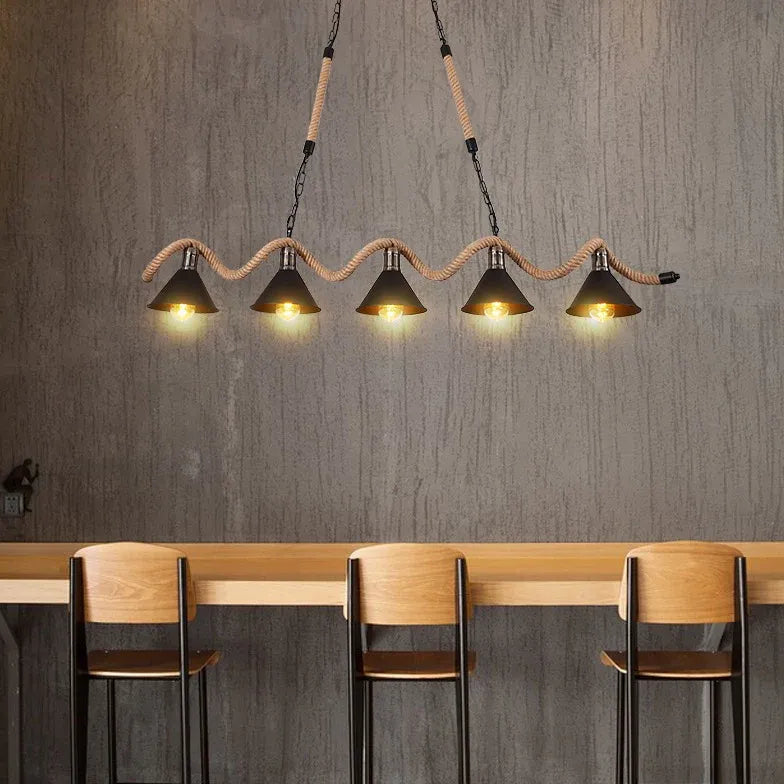 Multi-Bulb Linear Chain Rope Industrial Pendant Light