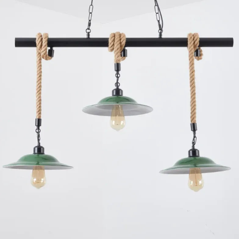 Three-Head Black Rope Industrial Pendant Light