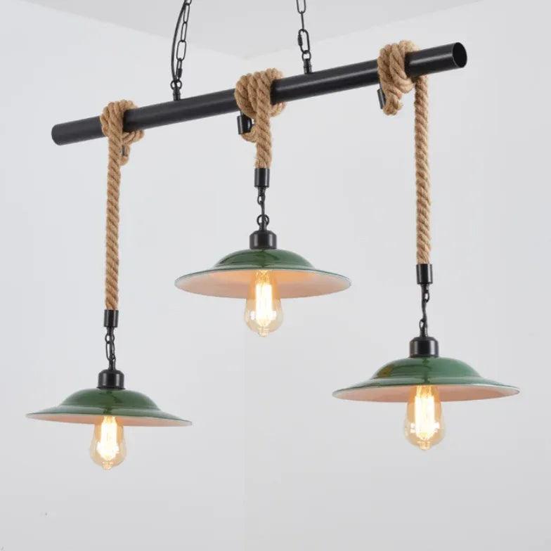 Three-Head Black Rope Industrial Pendant Light