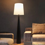 Black Cone-Shaped White Cylindrical Floor Lamp