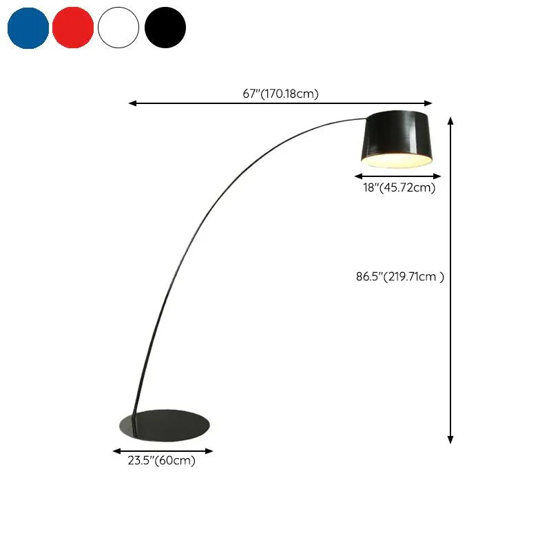 Large Cylindrical Modern Arched Floor Lamp