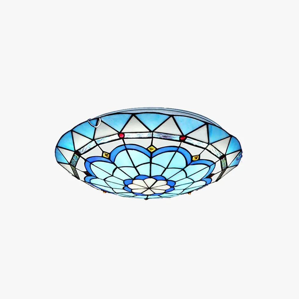 Blue Circular Glass Elegant Ceiling Lamp