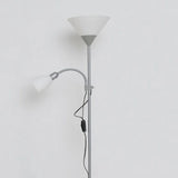 White Dual-Light Upright Plug-In Floor Lamp