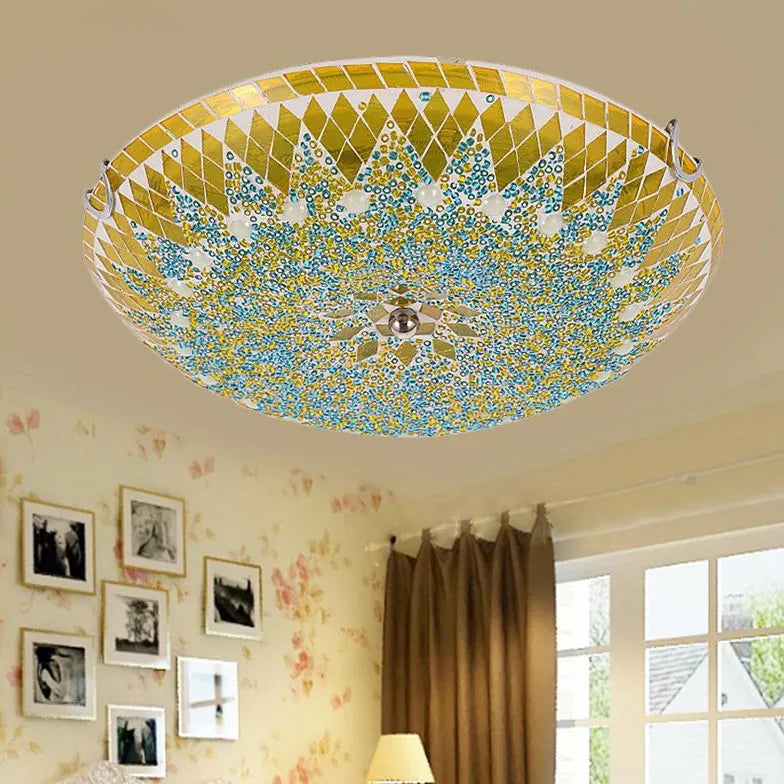 Circular Stitching Glass Modern Flush Ceiling Lights