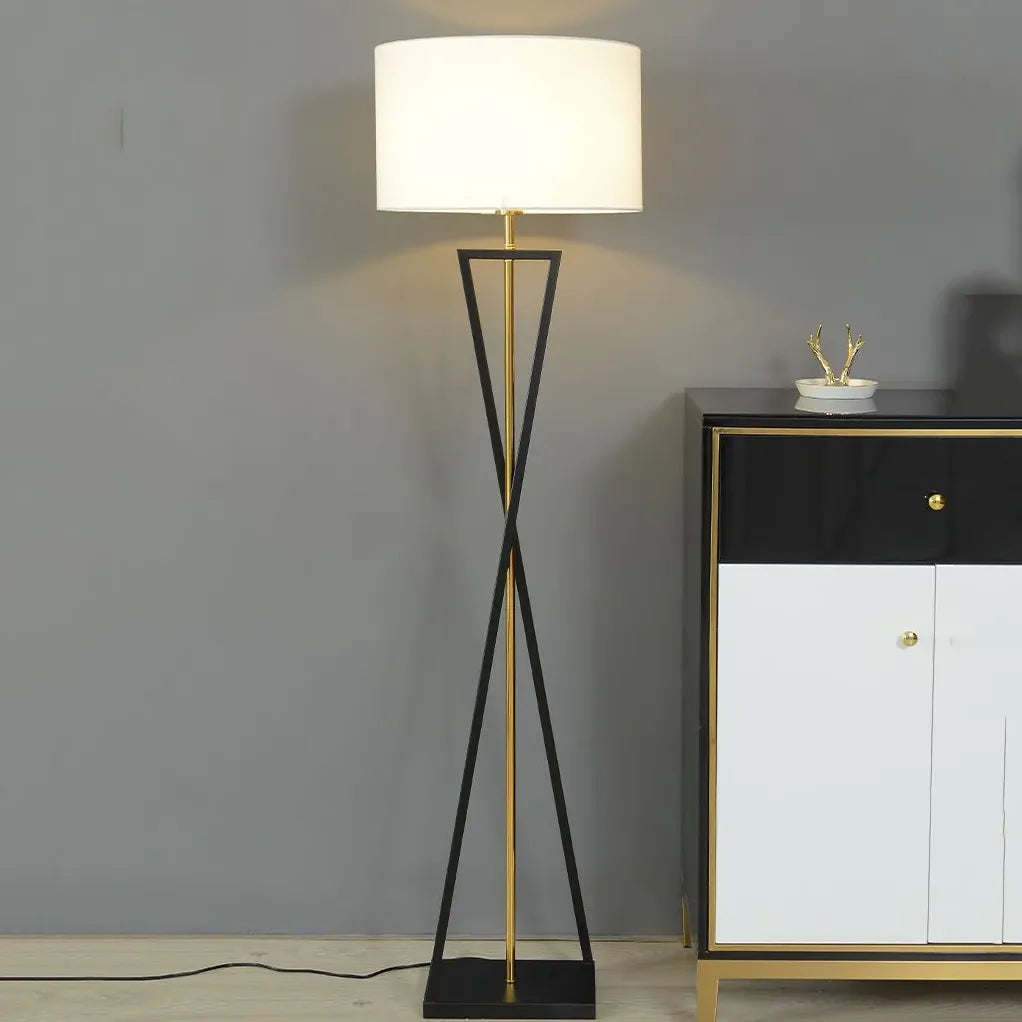 Dark Fabric Modern Tripod Floor Lamp